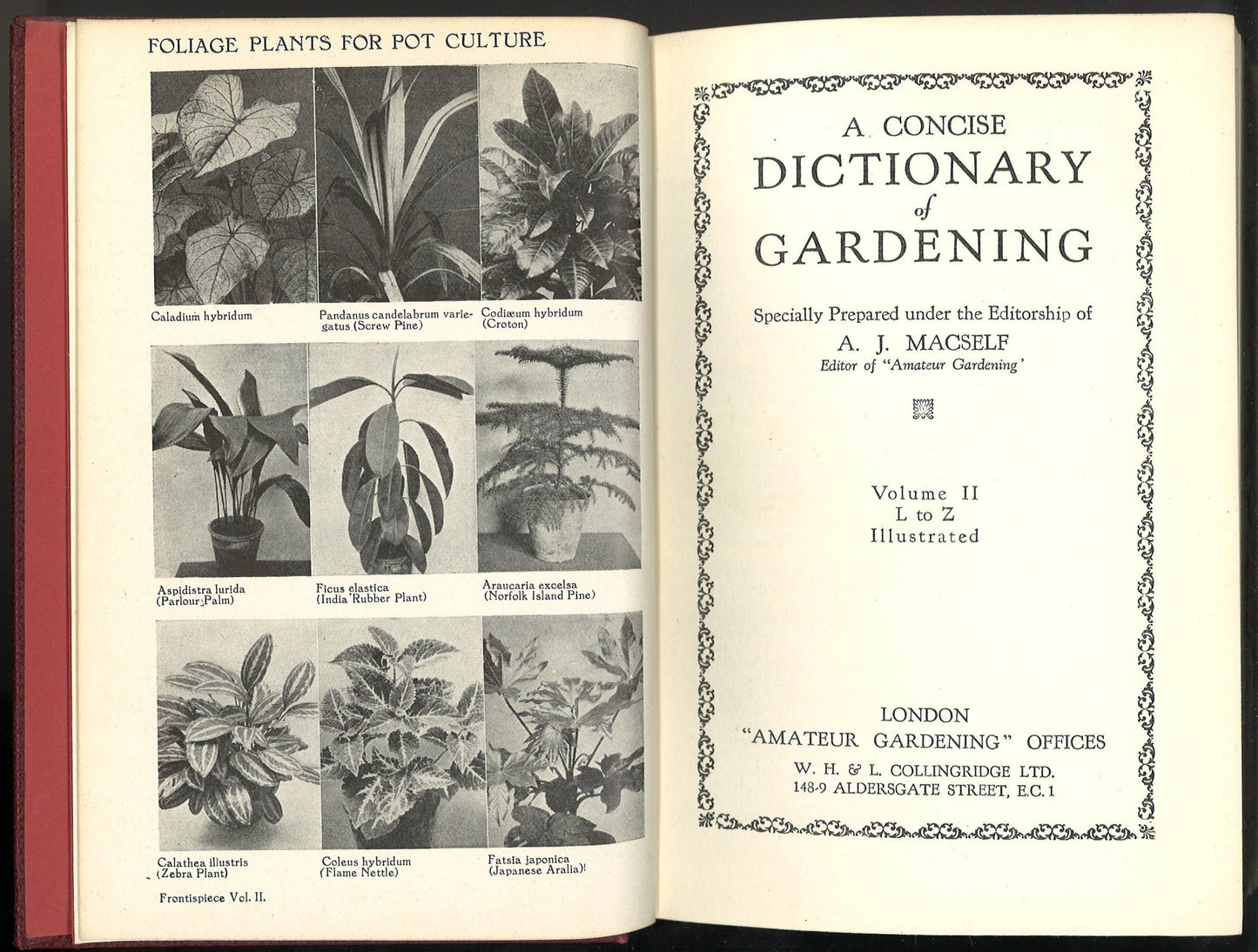 A Concise Dictionary of Gardening (Volumes 1 and 2) (Signed) A. J. Macself