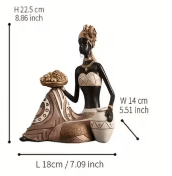 African Woman With Golden Fruit Figurine - The Bookstore