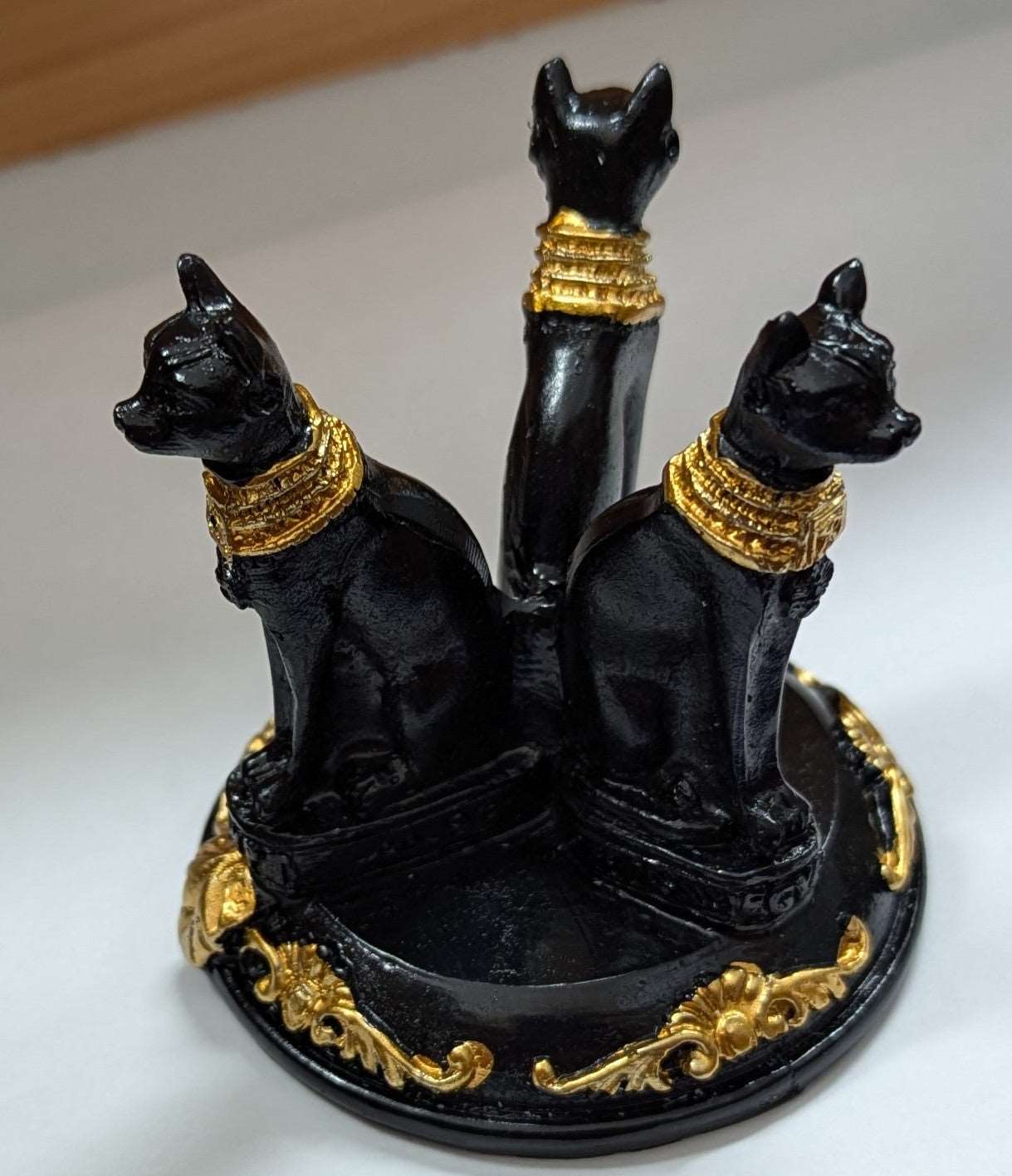 Bastet Cat Crystal Ball Stand Pure Natural Crystal Stone