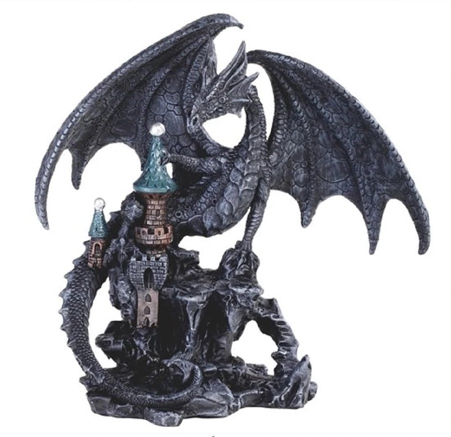 Black Dragon on Castle Figurine My Store