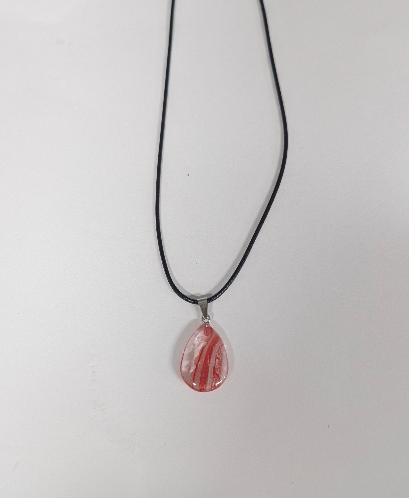 Colourful Glass Water Drop Necklace - The Bookstore