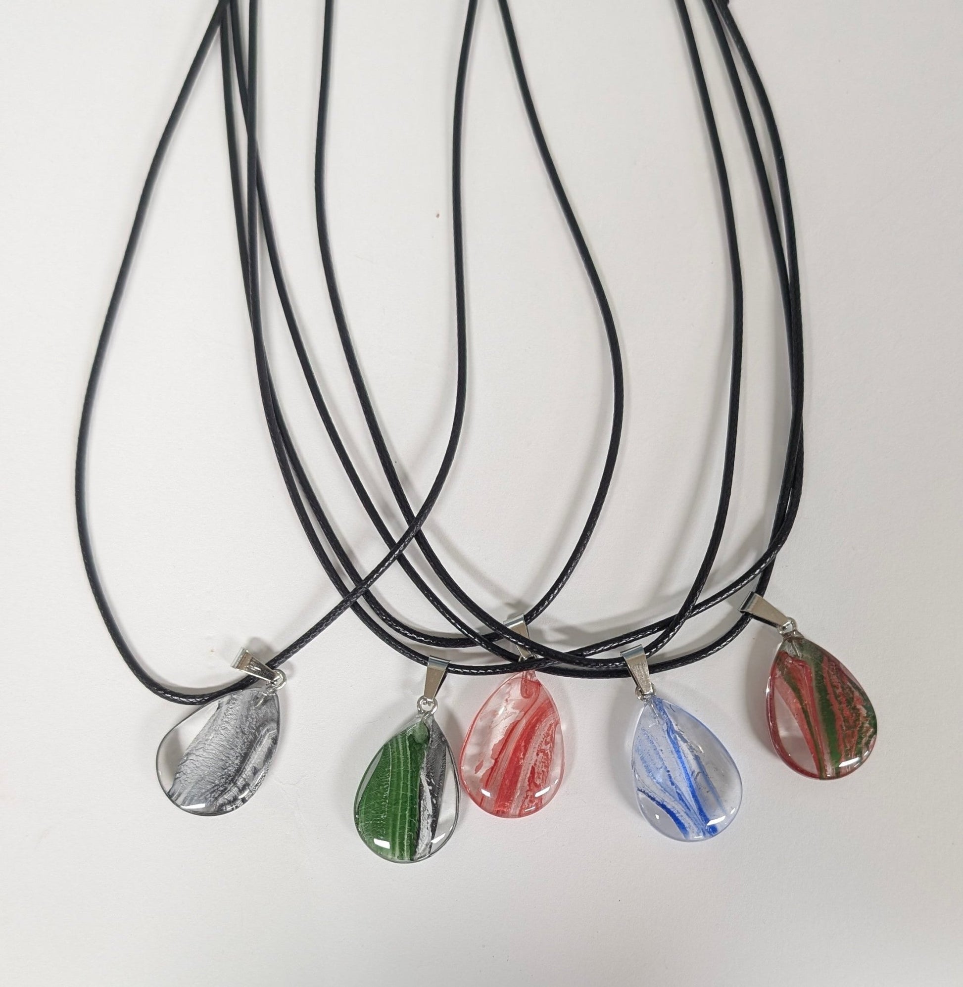 Colourful Glass Water Drop Necklace - The Bookstore
