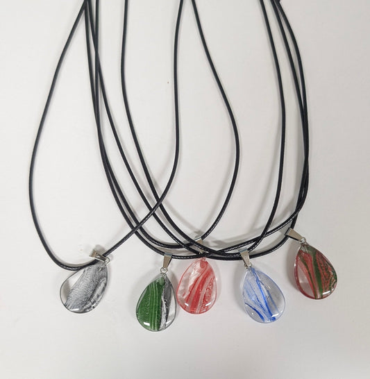 Colourful Glass Water Drop Necklace - The Bookstore