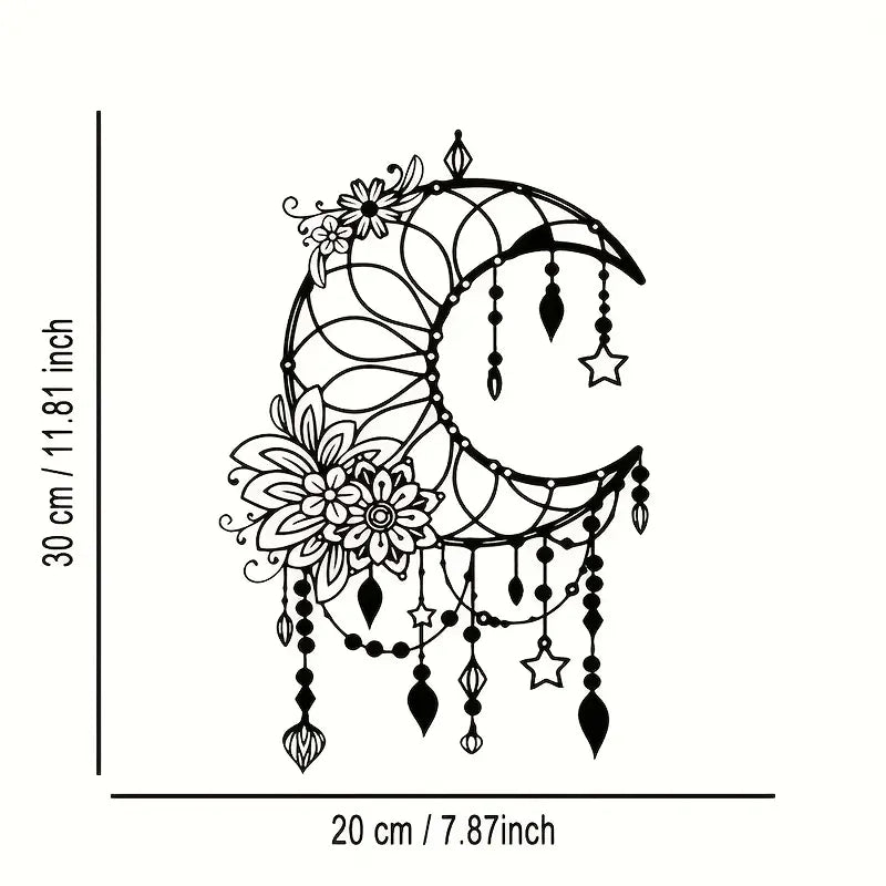 Crescent Moon & Floral Metal Decor - The Bookstore