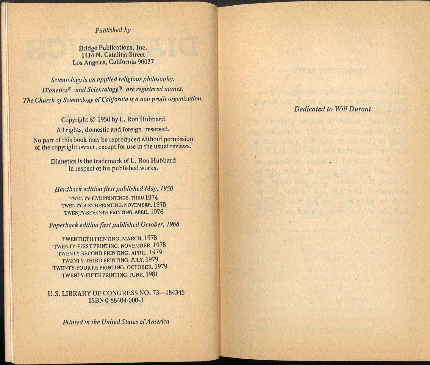 Dianetics: The Modern Science of Mental Health - The Bookstore