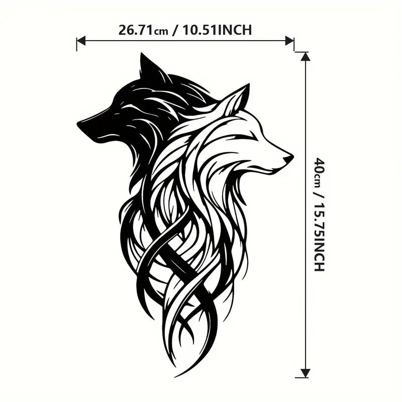 Double Wolf Head Metal Wall Art - The Bookstore