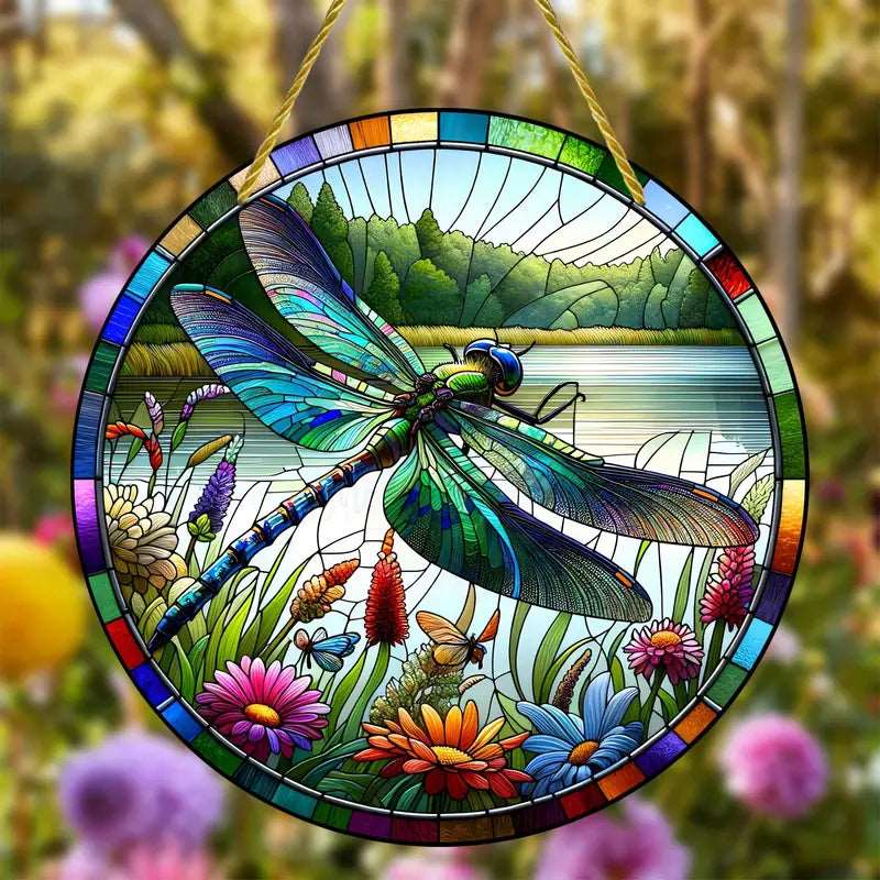 Dragonfly Suncatcher - Stained Window Hanging - The Bookstore