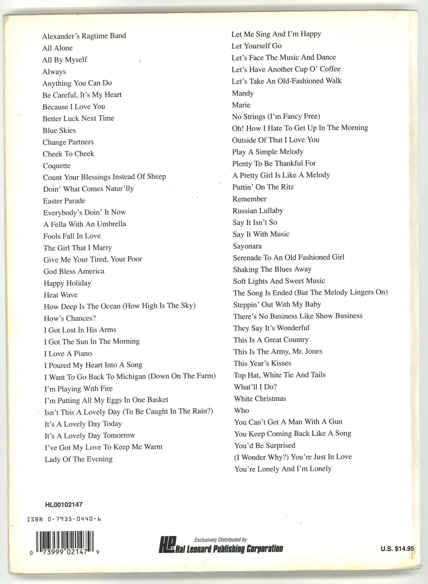 E-Z Play Today: The Irving Berlin Collection (#306) Irving Berlin