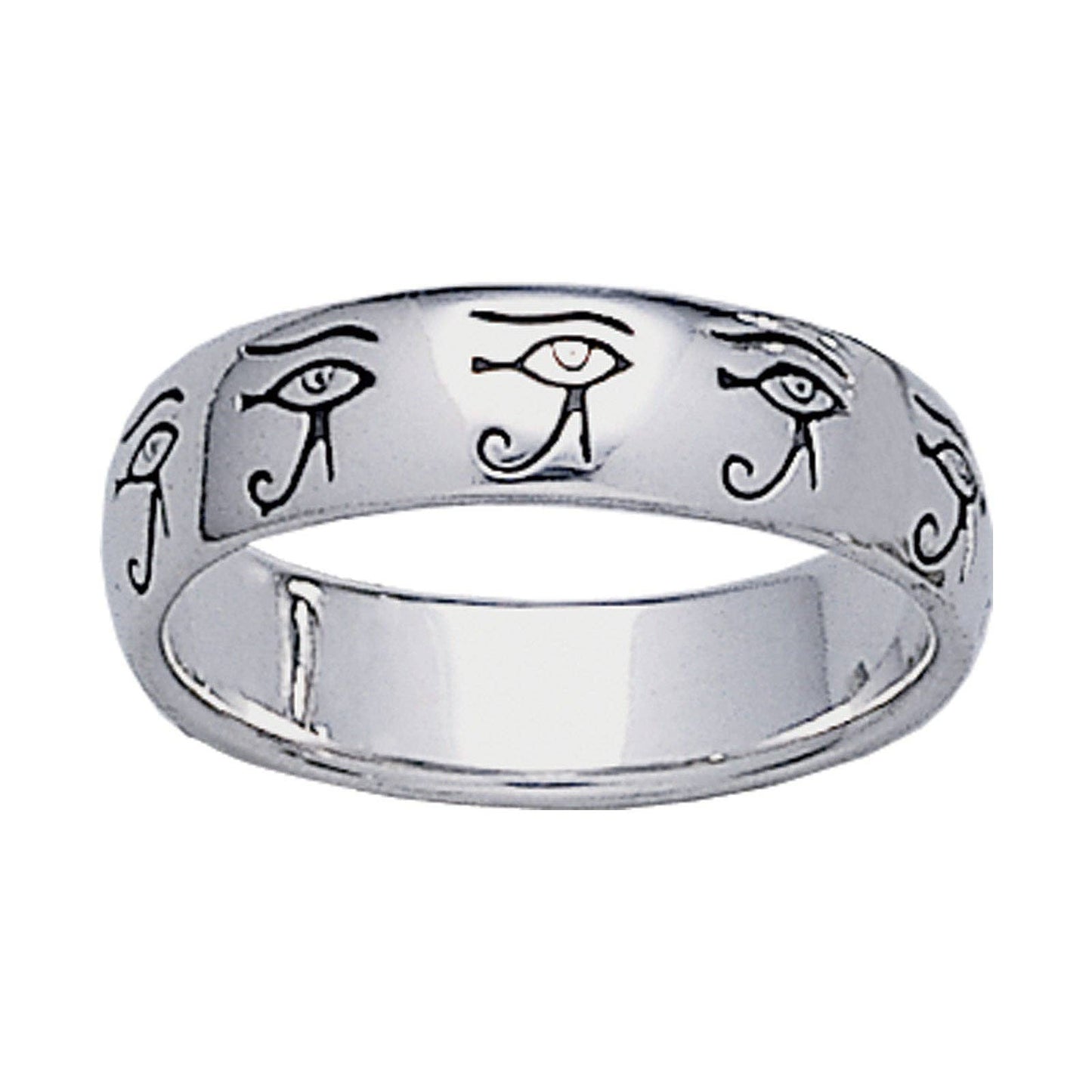 Egyptian Eye of Horus Sterling Silver Band Ring - Size 9 - The Bookstore