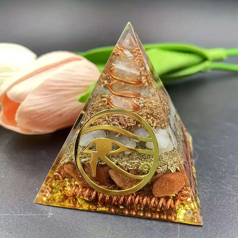 Eye of Horus Orgone Pyramid - Positive Energy & Wealth Attraction ZJKCrystal