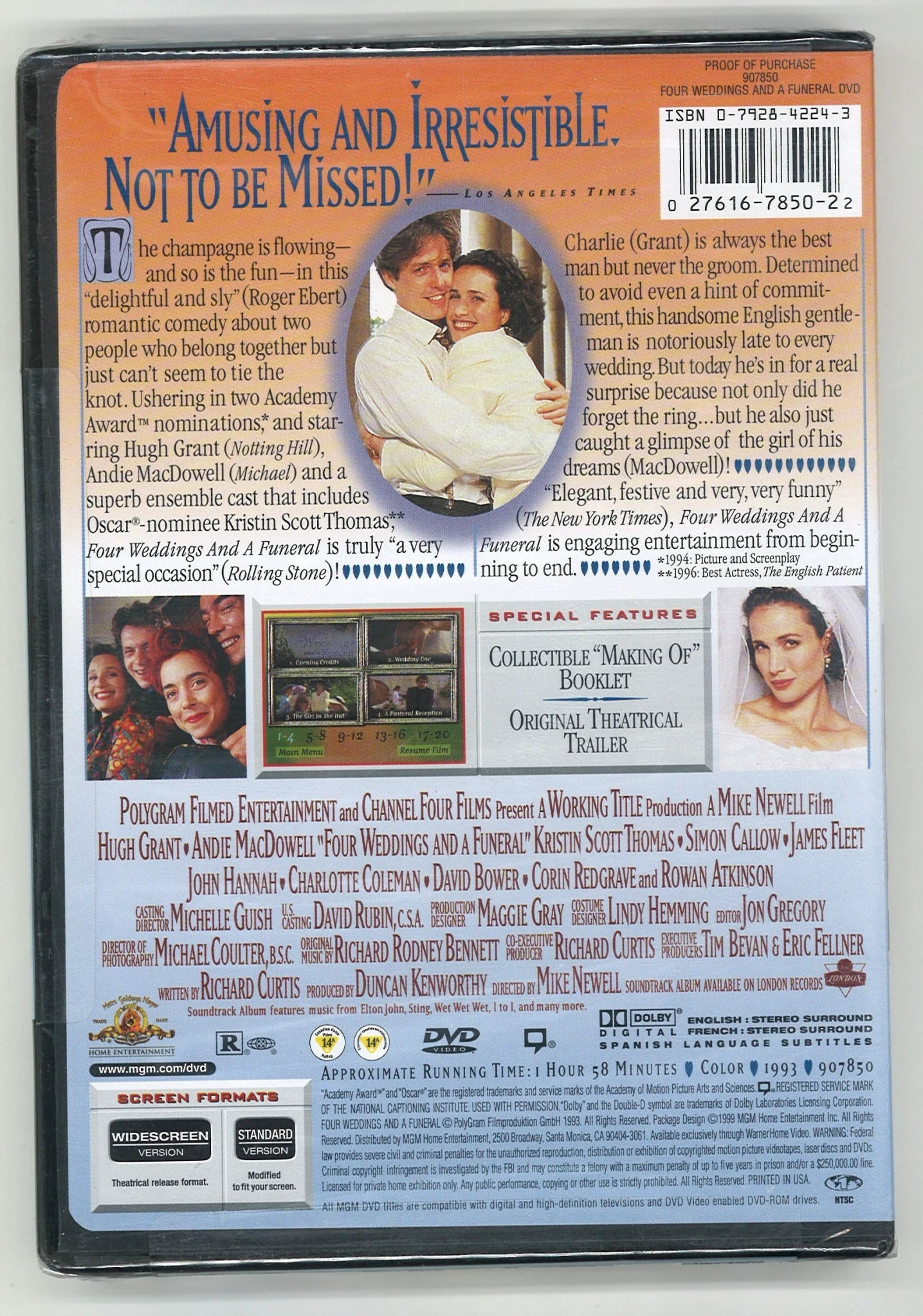 Four Weddings And A Funeral DVD Mike Newell