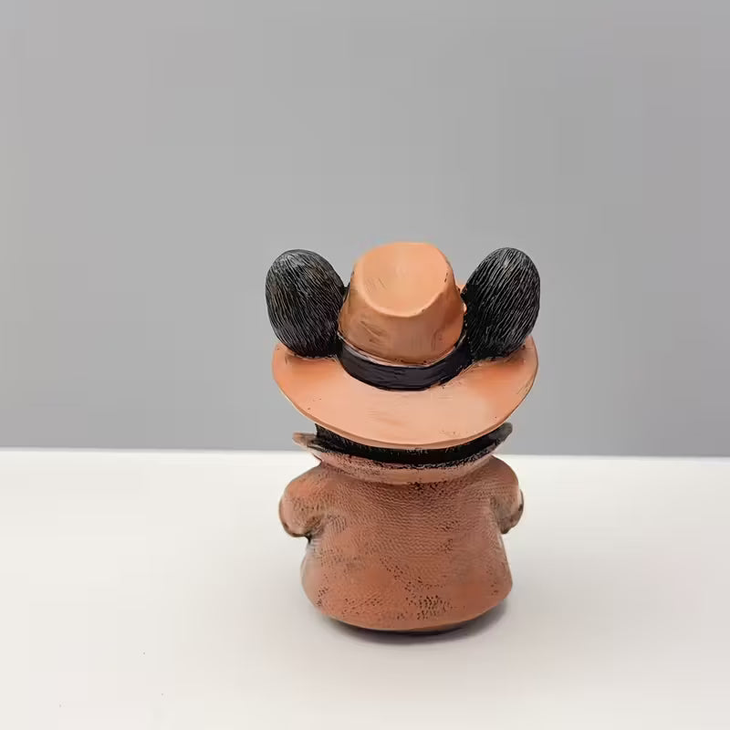 Whimsical French Bulldog in a Brown Hat Figurine