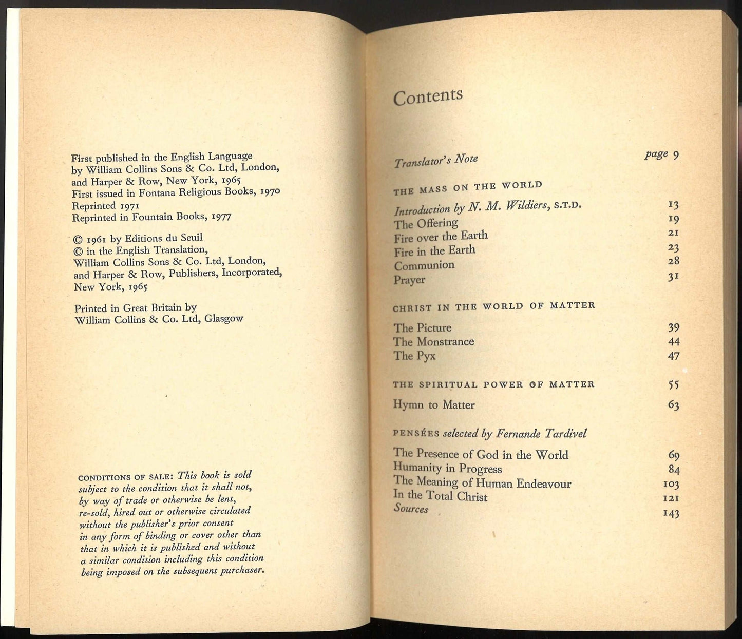 Hymn of the Universe Pierre Teihard de Chardin