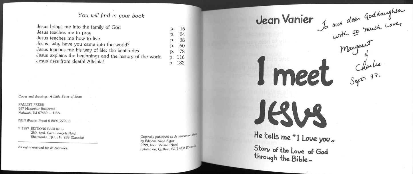 I Meet Jesus: He Tells Me "I Love You" Jean Vanier