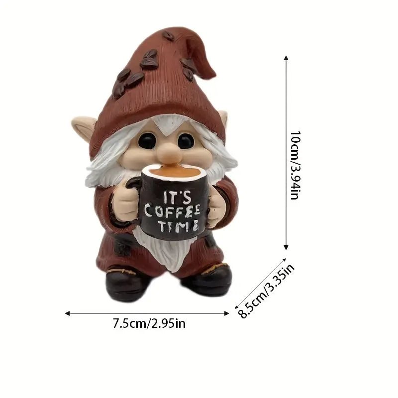 It's Coffee Time Gnome - Whimsical Coffee Statue Handmade Resin - The Bookstore