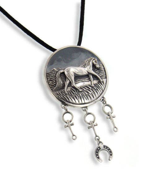 Large Horse Totem Sterling Silver Art Pendant Necklace Silver Insanity