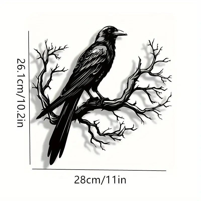 Metal Crow & Dead Wood Wall Art Décor - The Bookstore