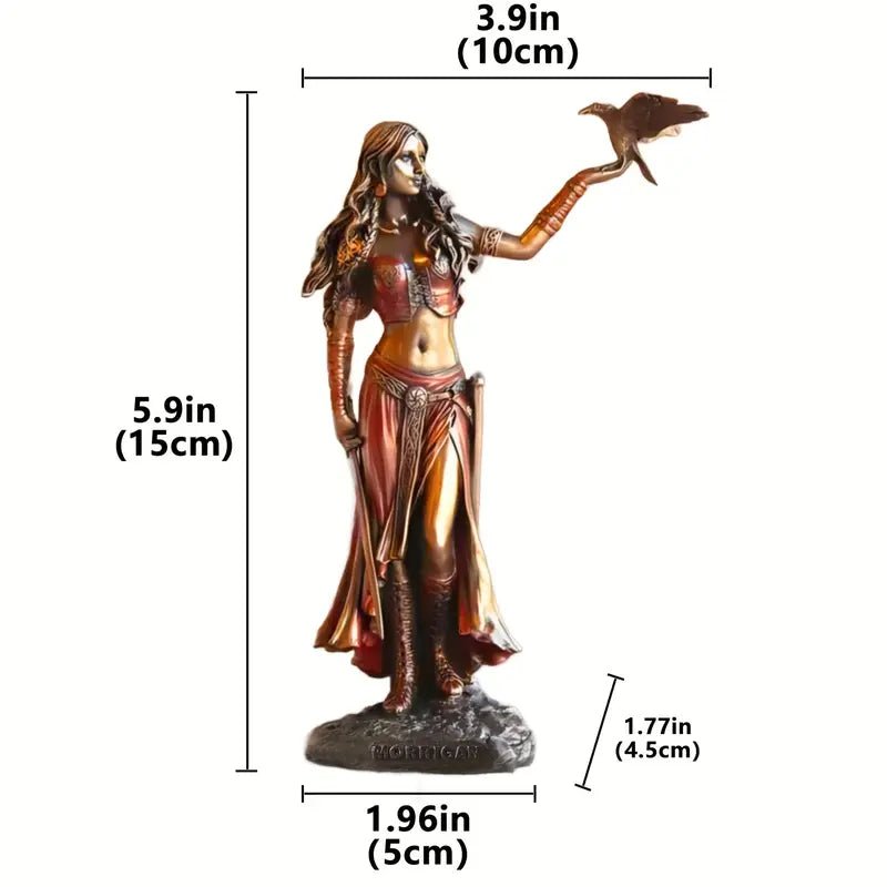 Morrigan Celtic Goddess Resin Statue - Handcrafted Miniature Sculpture - The Bookstore