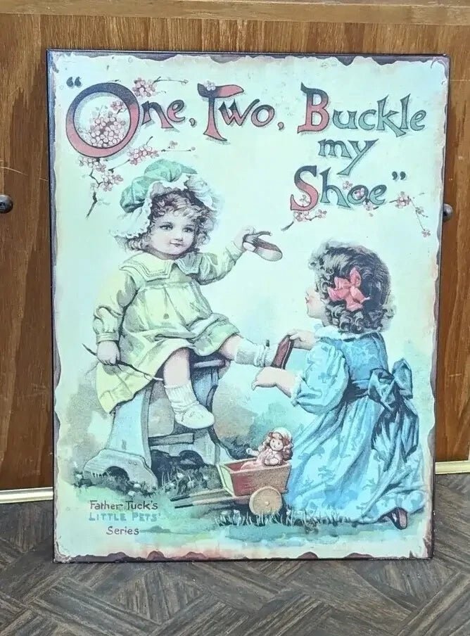 One Two Buckle My Shoe Tin Sign My Store
