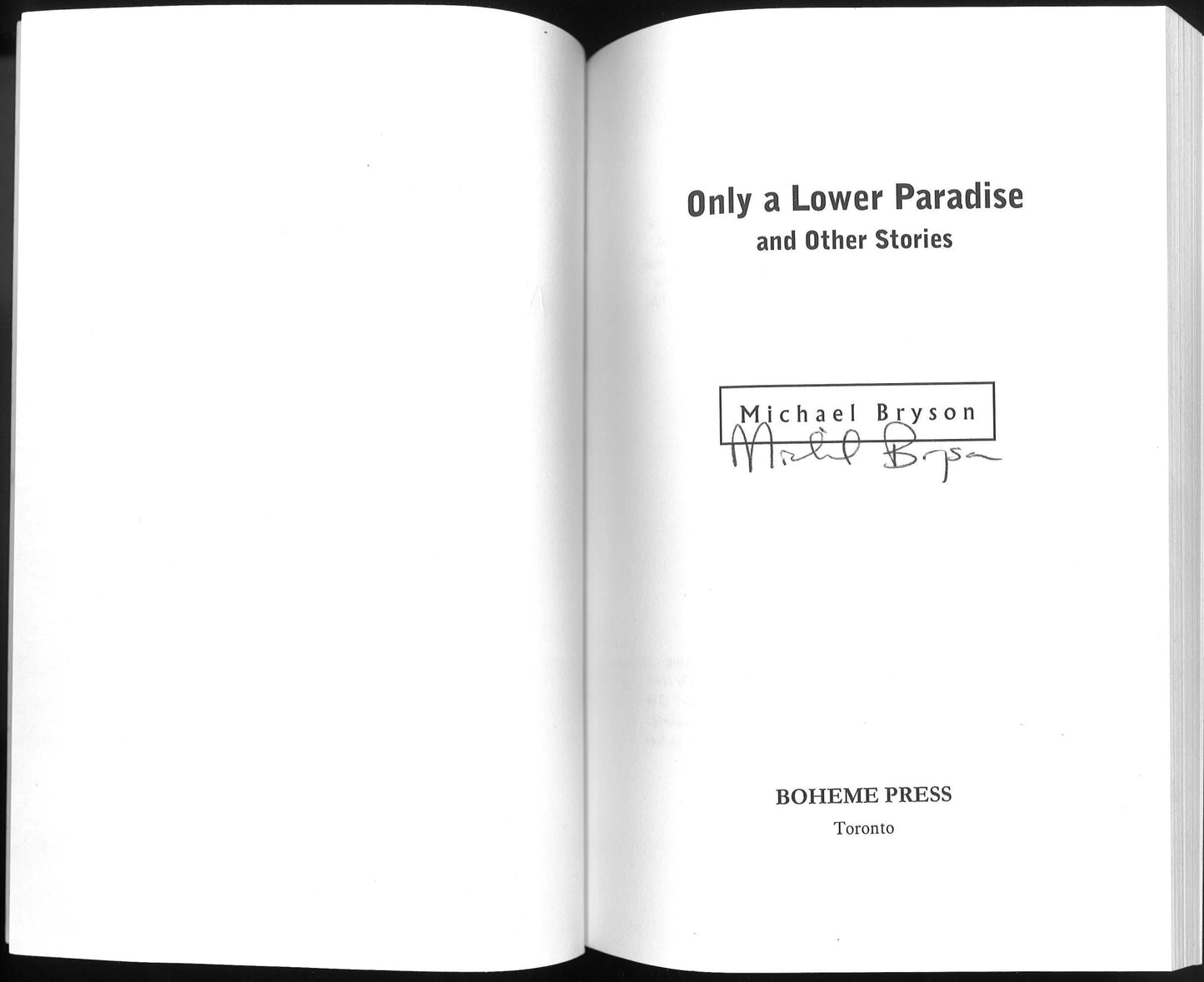 Only a Lower Paradise and Other Stories Michael Bryson