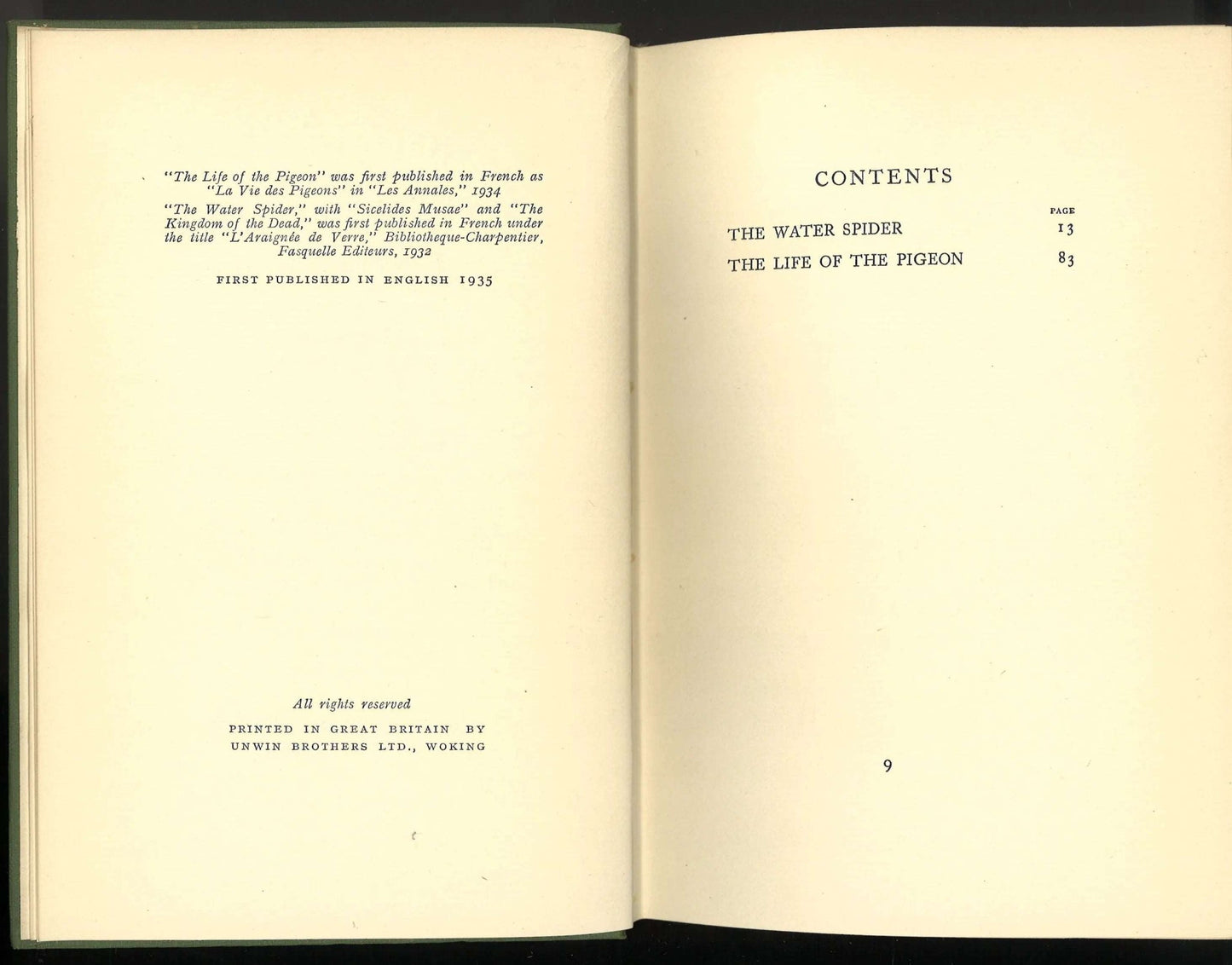 Pigeons & Spiders (The Water Spider), Maurice Maeterlinck My Store