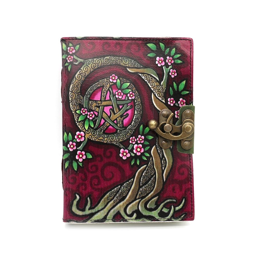 Pink Tree Pentacle Printed Leather Blank Journal Spell Book The Bookstore 1