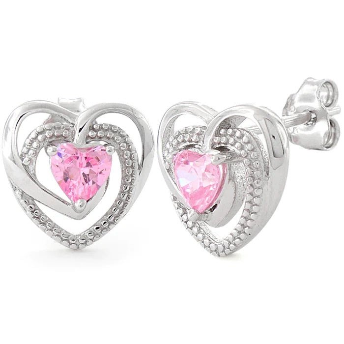 Precious CZ Heart Sterling Silver Earrings My Store