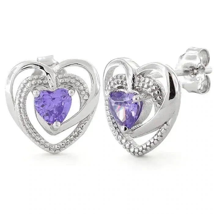 Precious CZ Heart Sterling Silver Earrings My Store