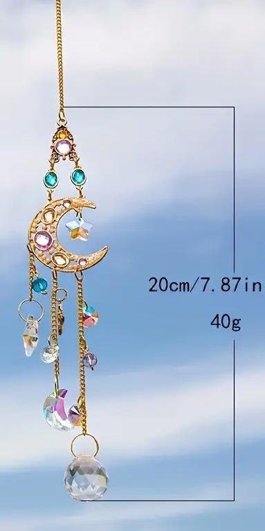 Pretty Moon Suncatcher - Colorful Crystal Window Hanging - The Bookstore