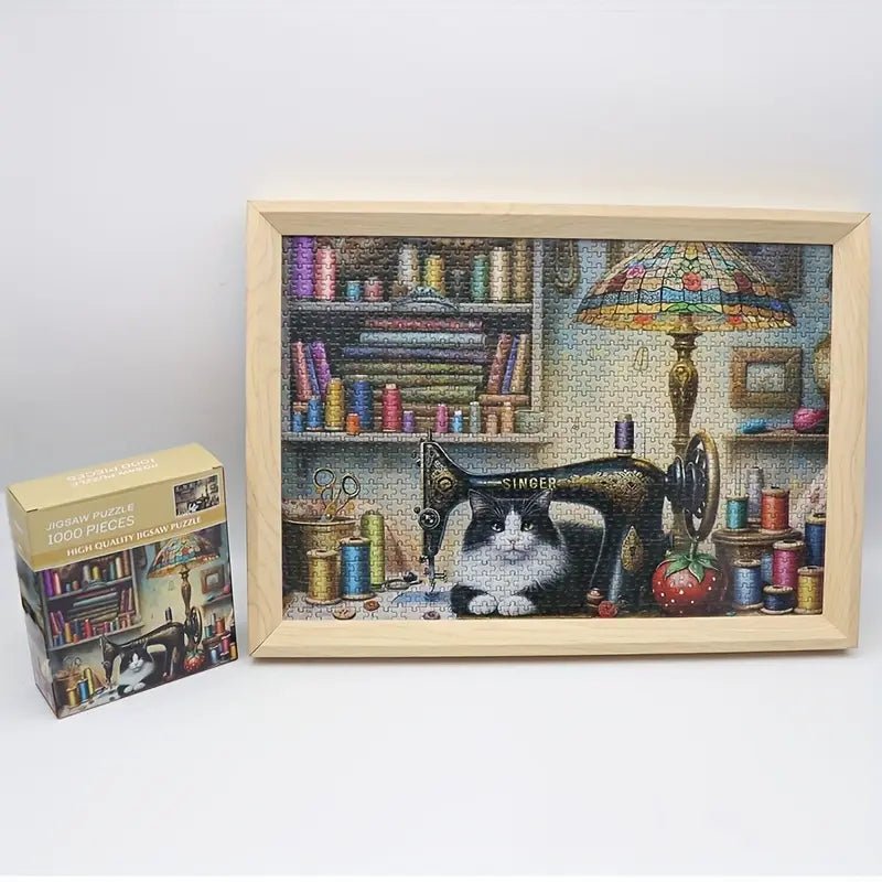 Puzzle: Cat In The Sewing Room - 1000pcs Autumn Rain Shop