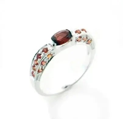 Red Garnet Orange Sapphire Sterling Silver Ring - Size 8 My Store