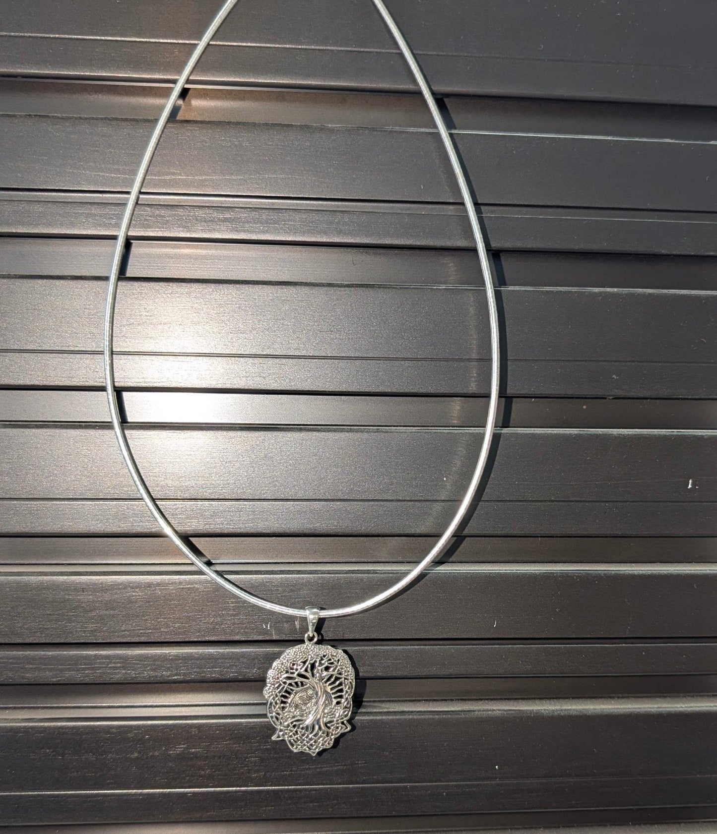 Rising Sun Celtic Knot Tree of Life Sterling Silver Necklace - 18" Omega Chain Silver Insanity