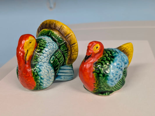 Vintage Made in Japan Ceramic Turkey Salt & Pepper Shakers – Colourful Thanksgiving Pair