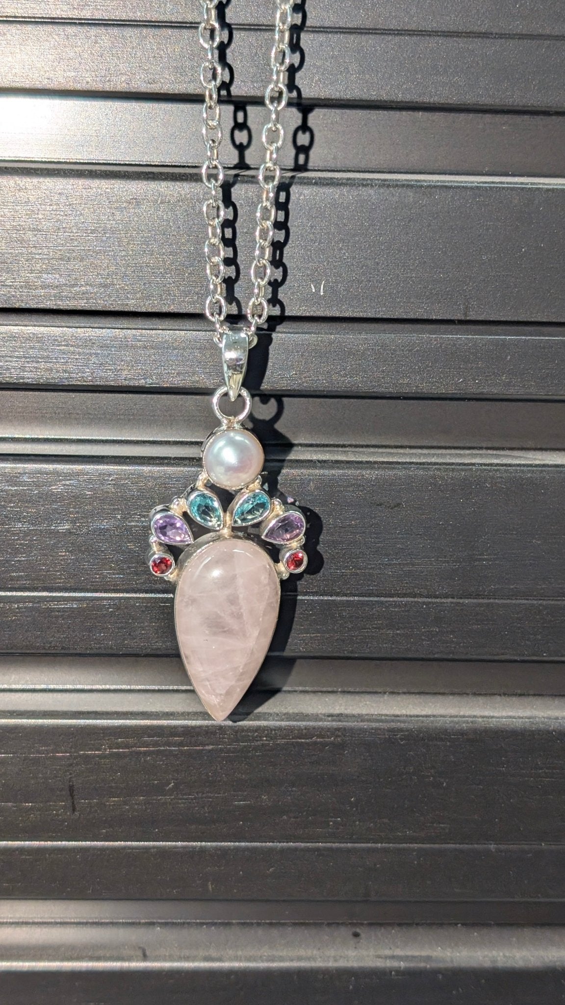 Rose Quartz Sterling Silver 16" Necklace Silver Insanity