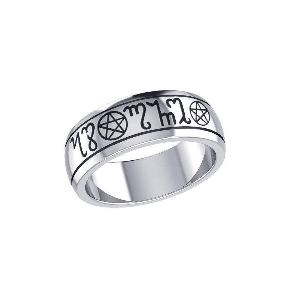Silver Theban Handfasting Wedding Band Ring - The Bookstore