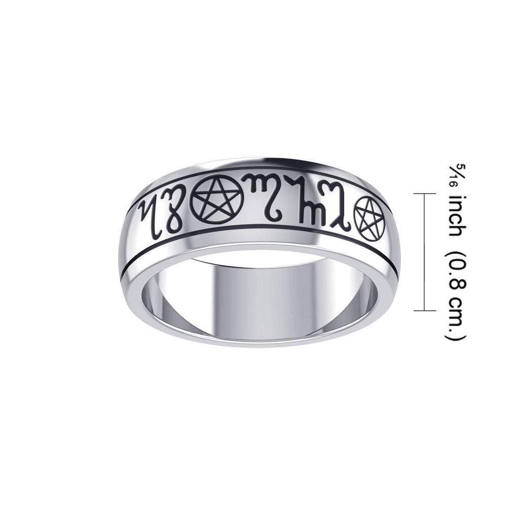 Silver Theban Handfasting Wedding Band Ring - The Bookstore