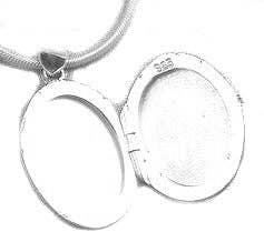 Small Sterling Silver Plain Oval Locket Charm Pendant - The Bookstore