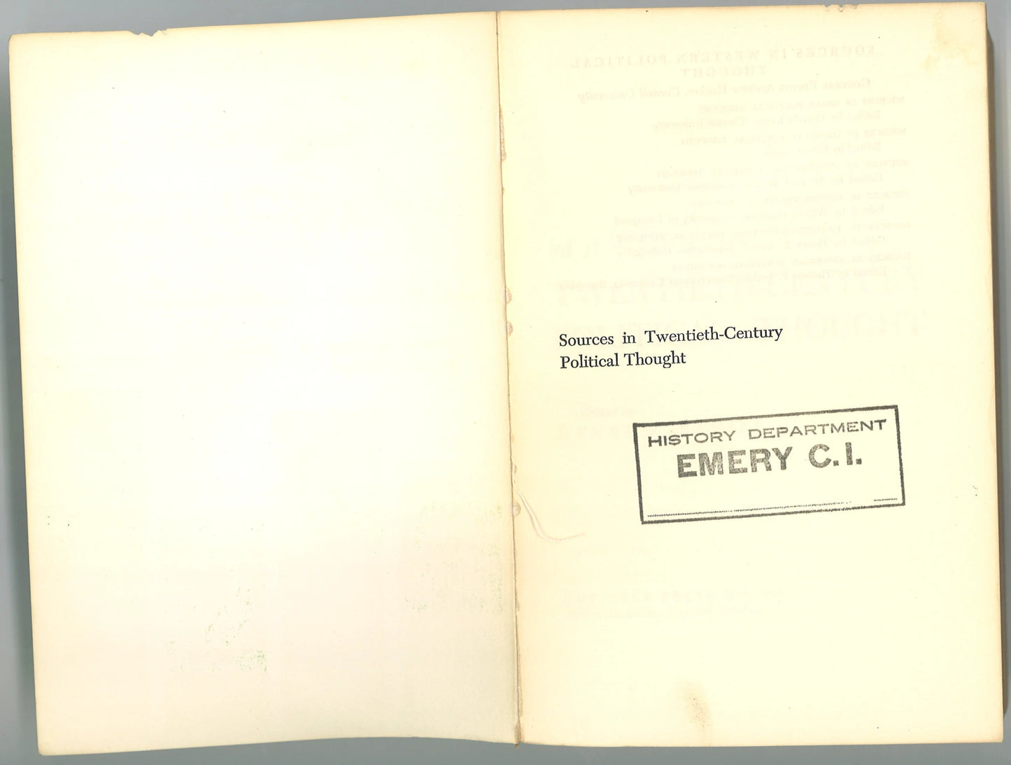 Sources in Twentieth - Century Political Thought - The Bookstore