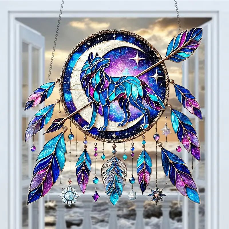 Starry Night Wolf Dream Suncatcher Tutuxiu