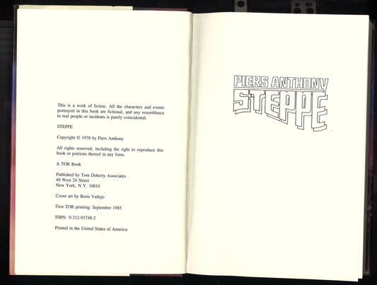 Steppe by Piers Anthony – 1985 First Tor Printing, Hardcover with Dust Jacket - The Bookstore