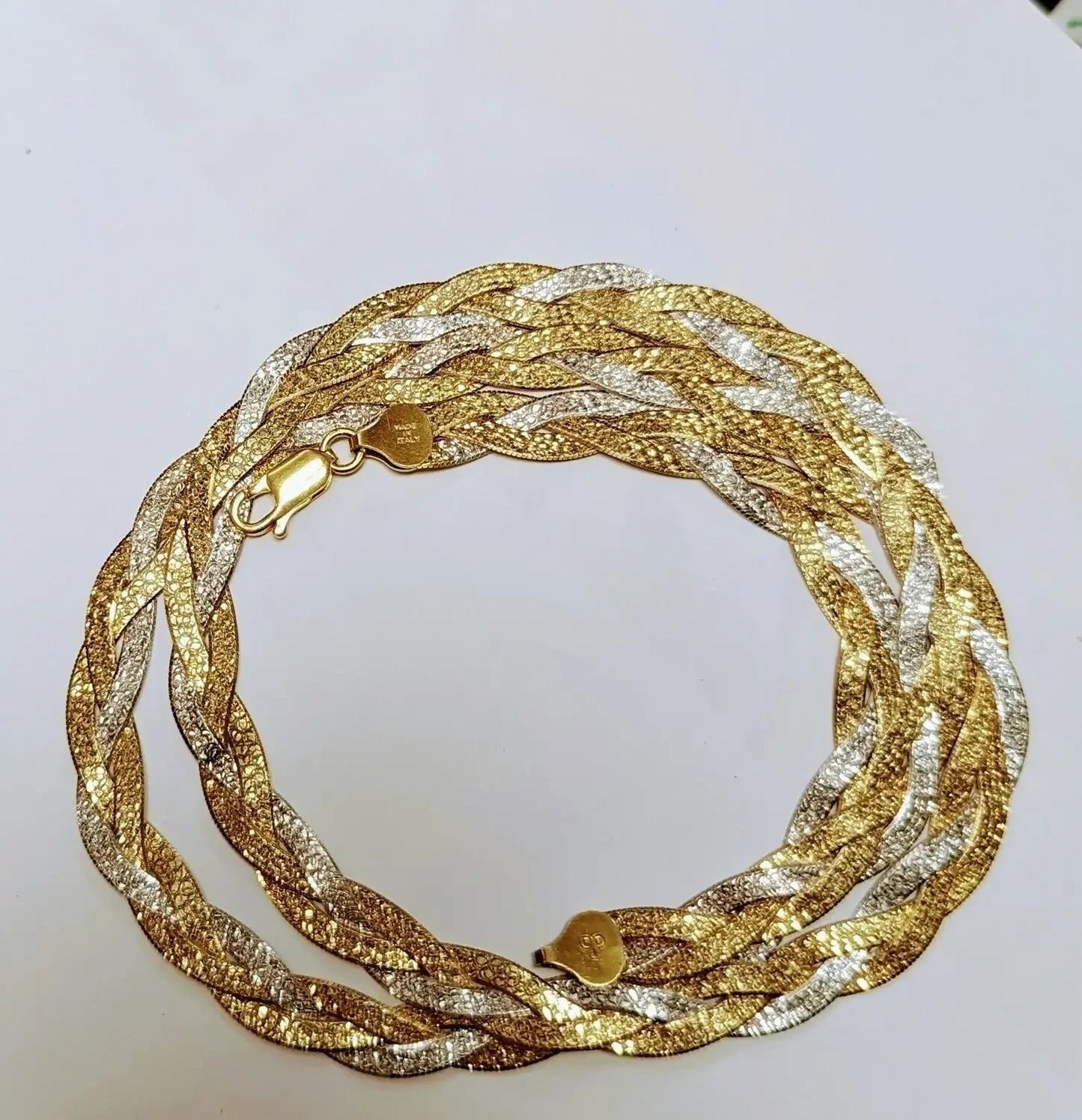 Sterling Silver 2 Tone Braided Herringbone Necklace My Store