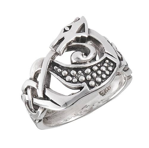 Sterling Silver Celtic Knot Dragon Ring - Size 11 - The Bookstore