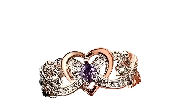 Sterling Silver Infinity Heart Ring – Purple Zirconia Sparkle - Size 9 - The Bookstore