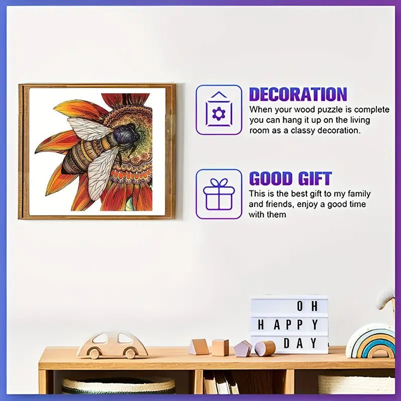 Sunflower & Bee Wooden Puzzle Zimo Puzzles
