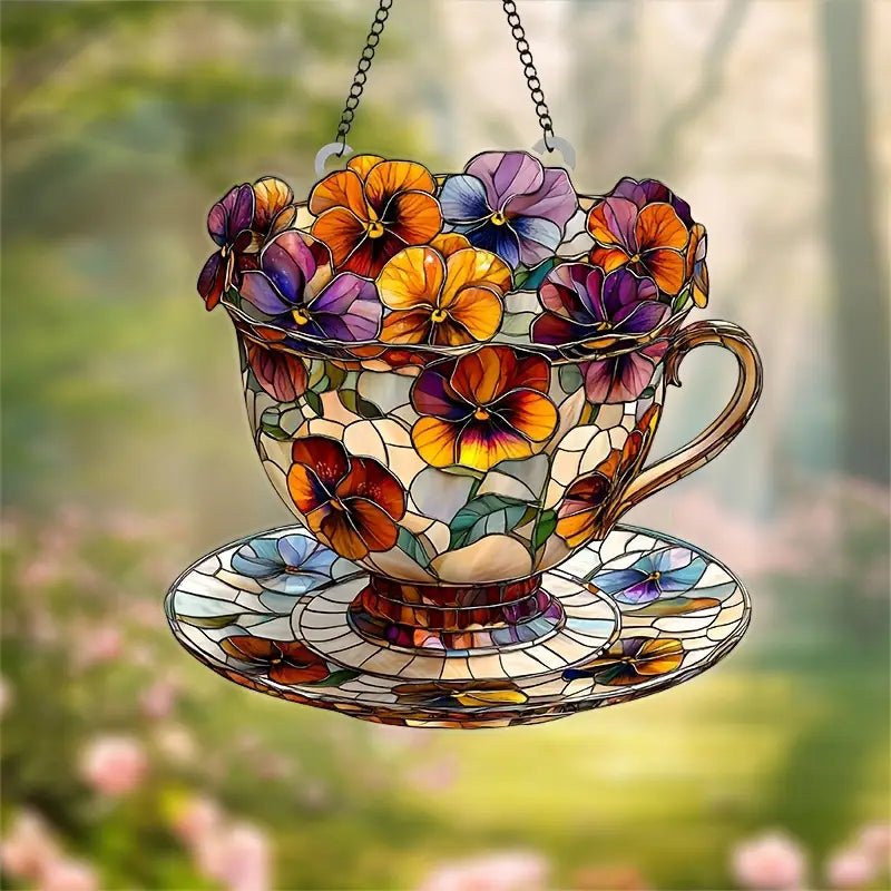 Teacup with Flowers Suncatcher XCSP