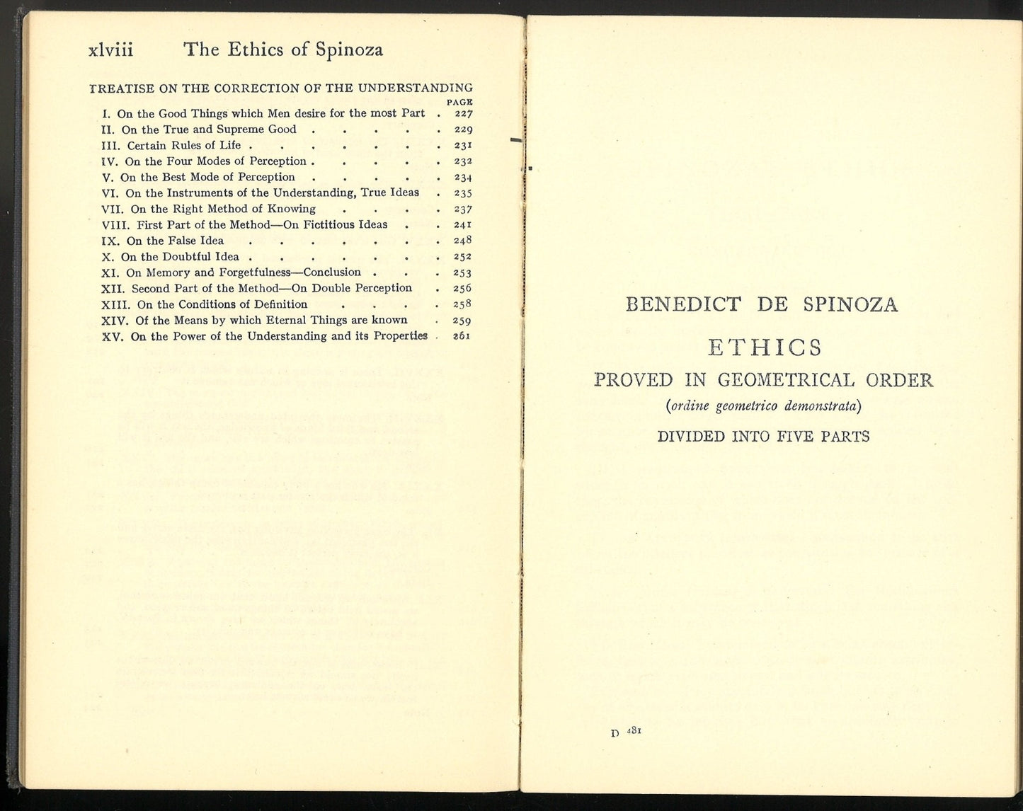 The Ethics of Spinoza and "De Intellectus Emendatione" My Store