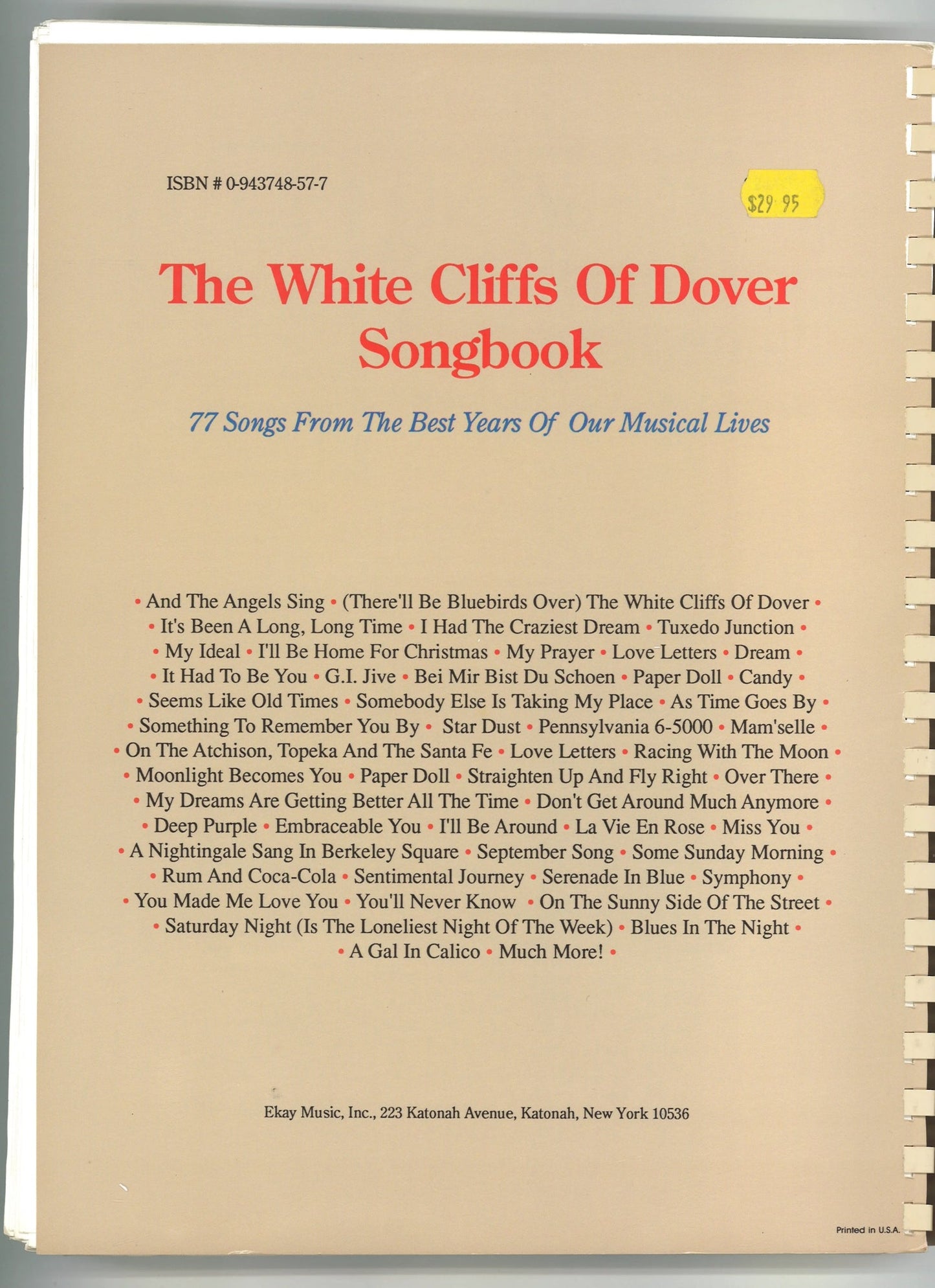 The White Cliffs of Dover Songbook Various