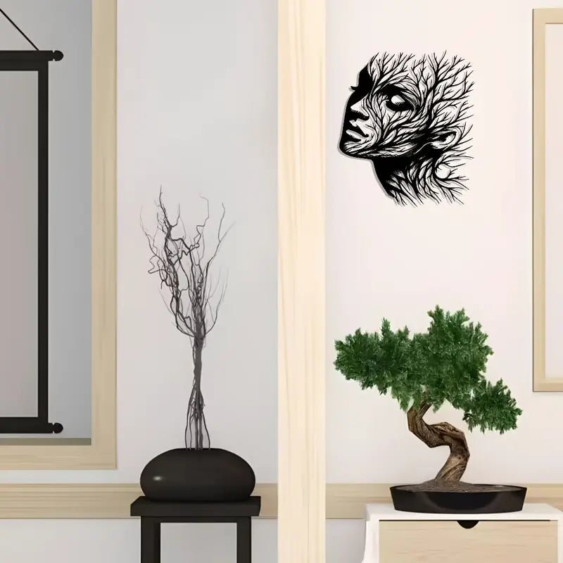 Tree Woman Face Metal Wall Art – Abstract Nature - Inspired Design - The Bookstore