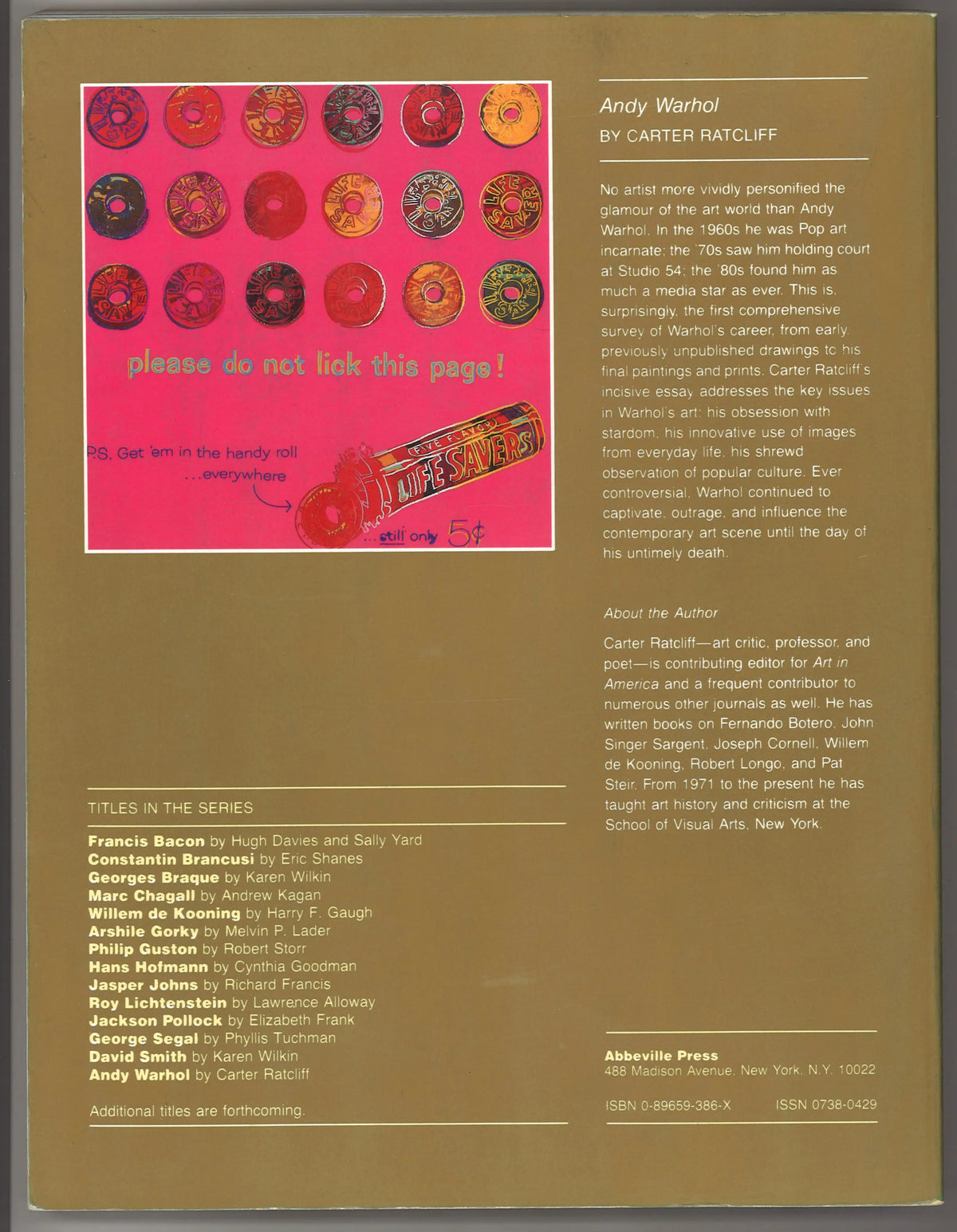 Warhol by Carter Ratcliff – Abbeville Modern Masters, Volume 4