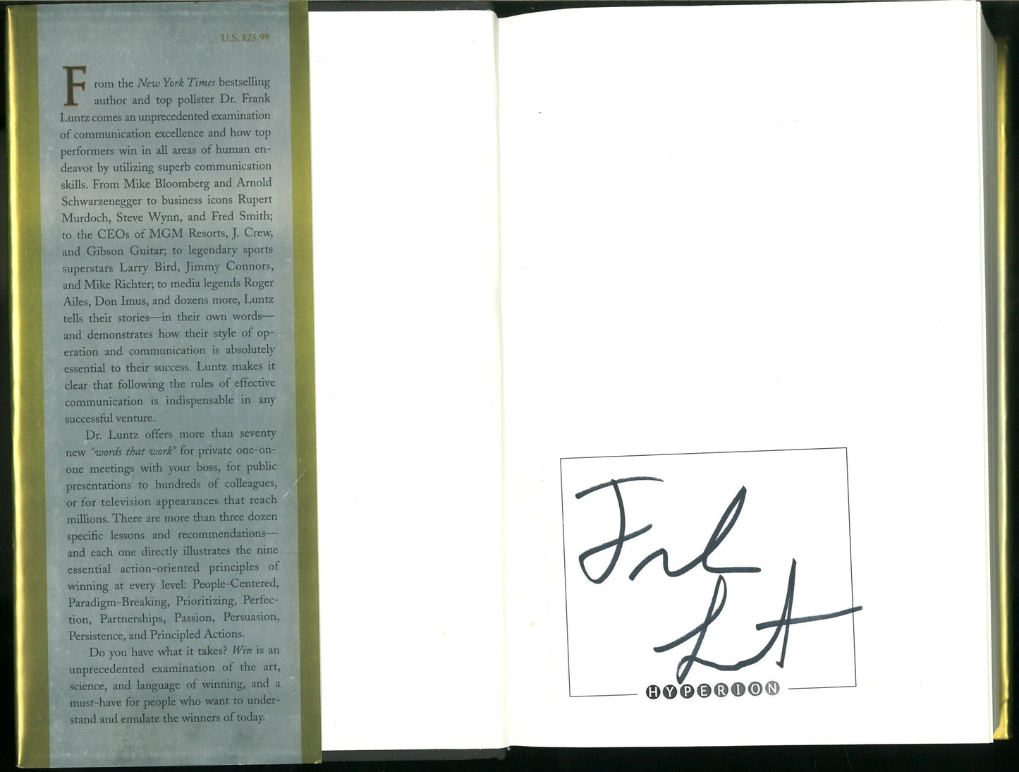 Win: The Key Principles to Take Your Business from Ordinary to Extraordinary (Signed) Dr. Frank Luntz